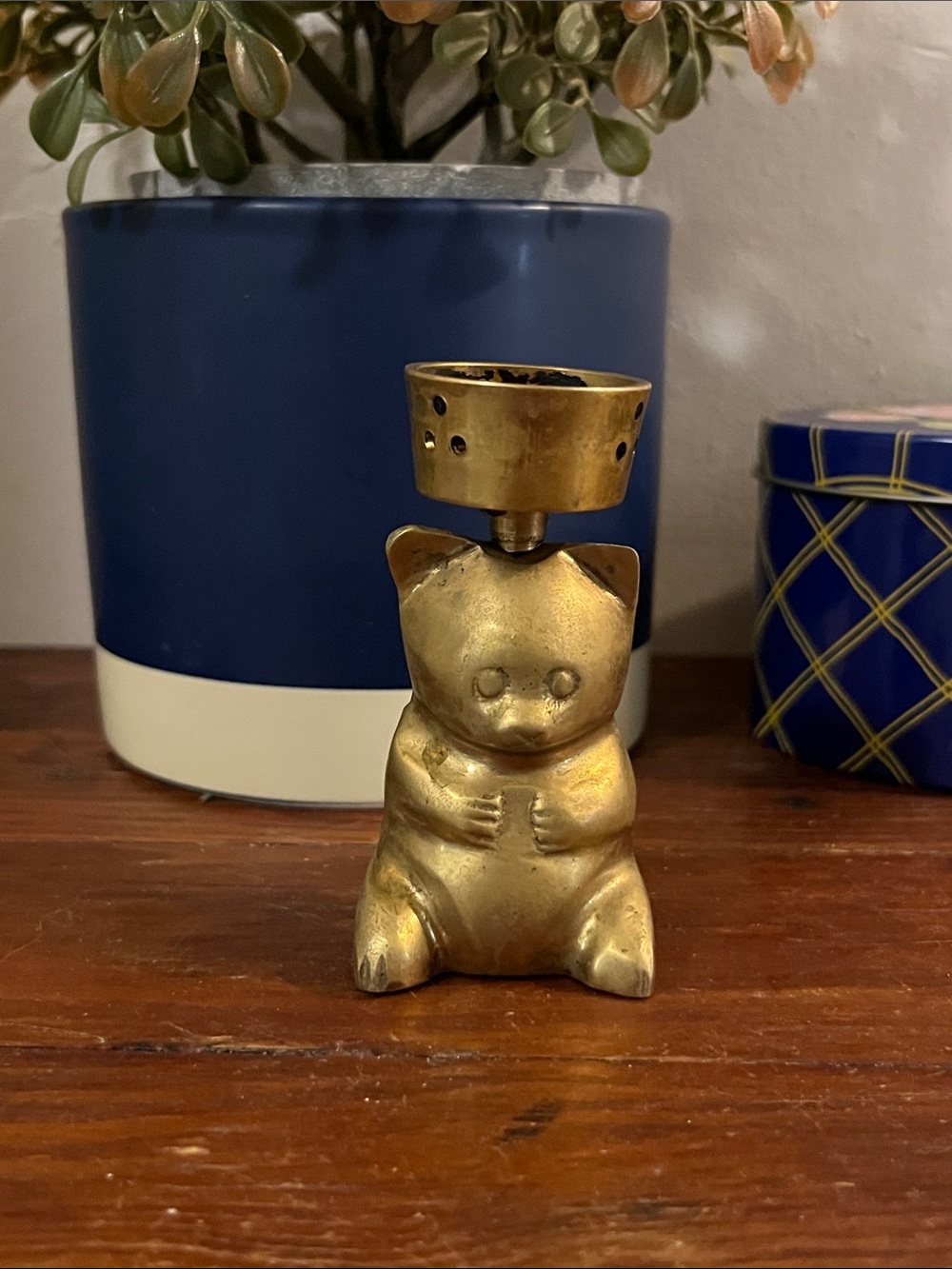 Brass Bear Incense Cone Holder